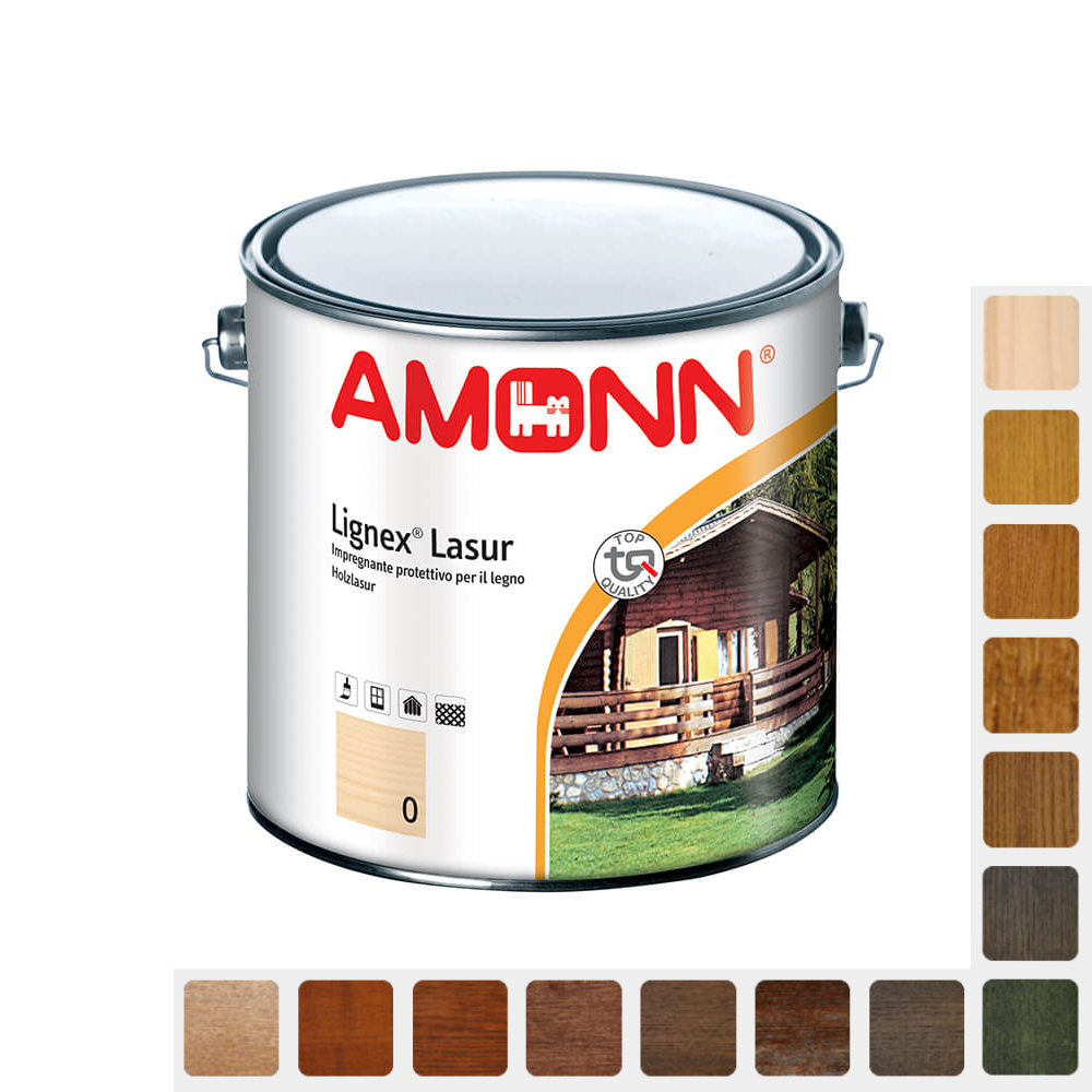 Impregnante Legno 0 75 2 5 Lt AMONN LIGNEX LASUR Ad Acqua Effetto Cera