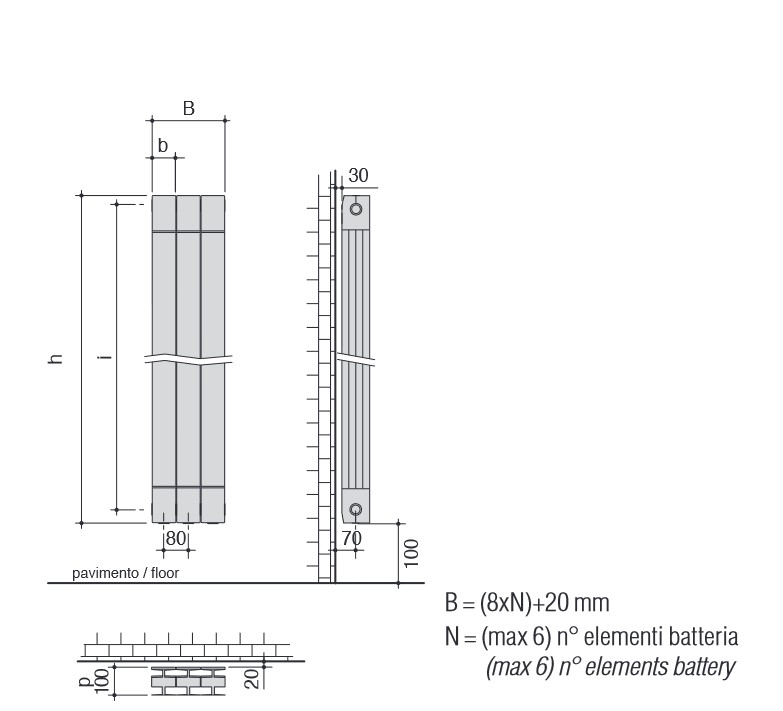 Radiatore Calorifero Da Interno In Alluminio Termosifone KALIS